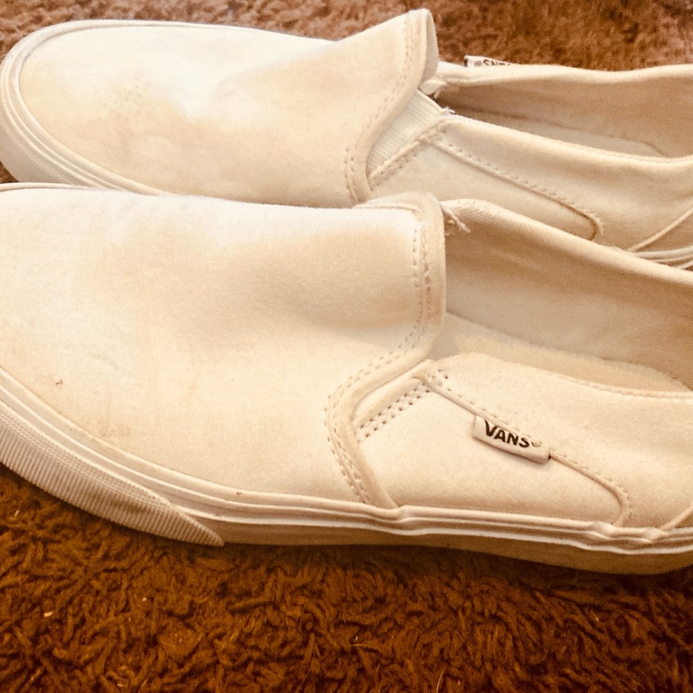 White slip on vans size 7